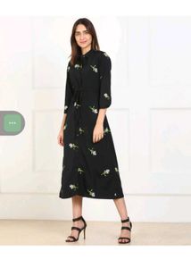 Floral Black Shirt Dress