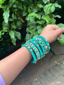 Teal &amp; Gold Bangle Set