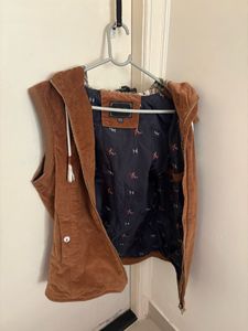 Denim Unisex Drawstring Hooded Vest Jacket