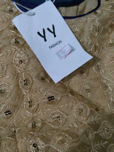 Golden Colour Net fabric Top