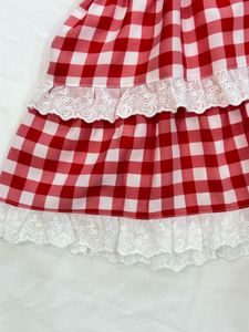 Imported Red Gingham Ruffle Skorts