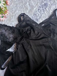 Black Lace Trim Slip Dress