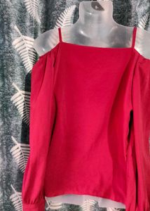 Red Cold Shoulder Top