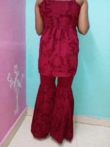 Sharara Suit Set In Mehroon