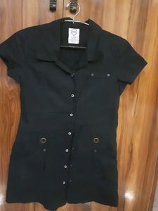 Beautiful Black Clrd Pure Cotton Tunic Style Top