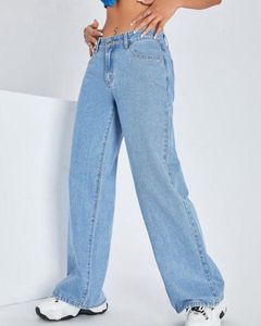 Denim blue Wide Leg Jeans Set