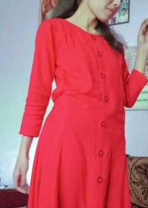 A-line Kurta With denim Jacket