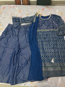 Blue Printed Kurta Set