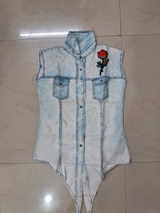Denim Rose Top