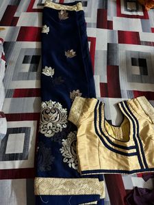 Beautiful Navy Blue Printed Saree For Women