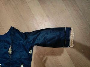 NAVY BLUE &amp; GOLDEN STRIPPED KURTI with SKIRT