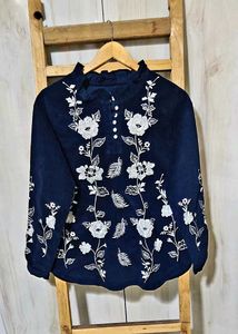 Floral Embroidered Cotries Top size-38