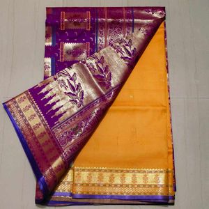 Elegant Purple &amp; Gold Saree