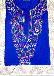 Pure Cotton Chikenkari Kurti With New Sare