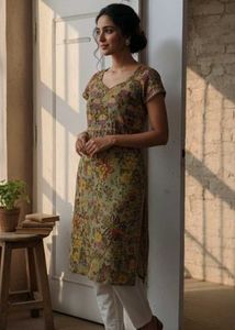Beautiful Floral Kurta Margin Inside Inner Attach
