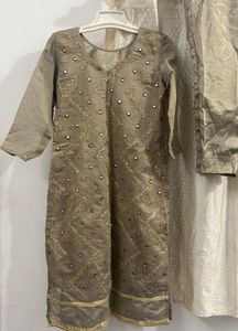 Elegant greyish golden Kurta Set