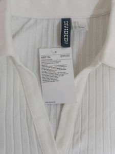 Hnm Collared Jersey Bodycon Dress In White
