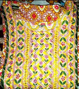 Yellow Floral Print Kurta
