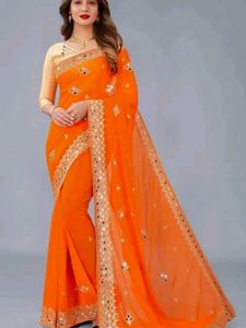 Mirror Work Saree