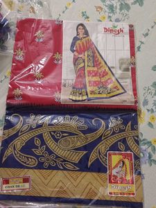 Pure Cotton Saree With Blouse Stitch..Puja Offer