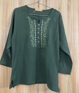 Embroidered Olive Green Top