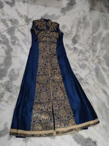 Elegant Blue &amp; Gold Ethnic Gown