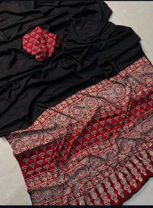 Beautiful Soft Satin Crape Silk Ajrakh Printed