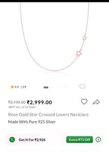 Rose Gold Star Crossed Lovers Necklace Silver 925