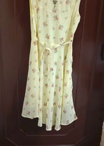 Lemon Yellow Dress With Attached Belt