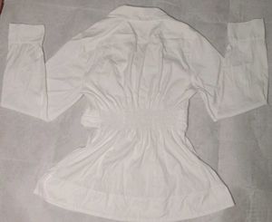 Soft White Peplum Top with Structured Waist✨