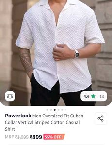 White Oversized  Structured Cuban Collar Shirt