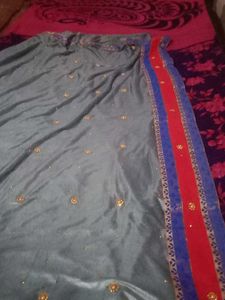 Elegant Grey Saree with Embellishments
