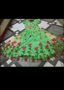 Green Floral Embroidered gown