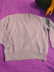 Sparkly V-Neck Knit Sweater