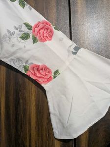 Floral Print White Kurta