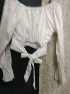 White Tie-Back Crop Top