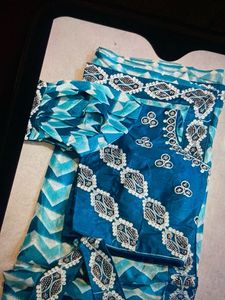 Blue Chevron Print Ethnic Ensemble