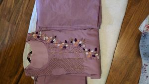 Lavender Embroidered Kurti Set