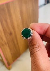 Green Diamond 💍 Ring Pure Silver (wt:-5.300g)