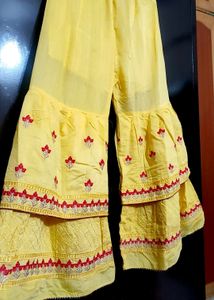 Yellow Sharara Suit With Dupatta 36 Bust