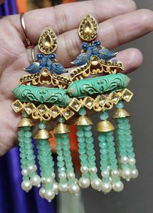 Olive Green Colour Earrings