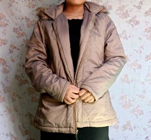 Brown Fur Hooded Coat