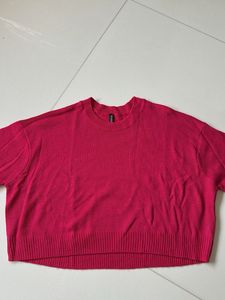 Fuchsia Pink Woolen Crop Top