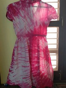 Pink Tie-Dye Shirt Dress
