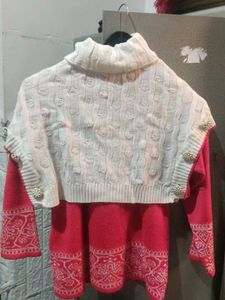 Pink Knit Sweater with Cape