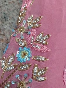Pink Hand Work Suit Riyon Bottom