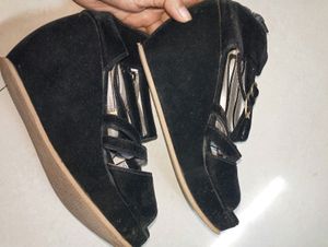 Black Velvet Wedges