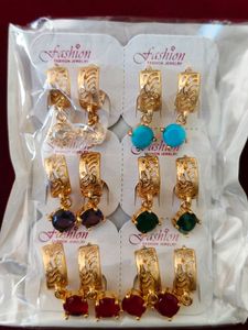 Colorful Gemstone Drop Earrings - New