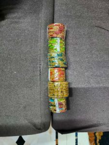 Red &amp; Gold Beaded Bangles