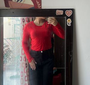 Red Long Sleeve Top